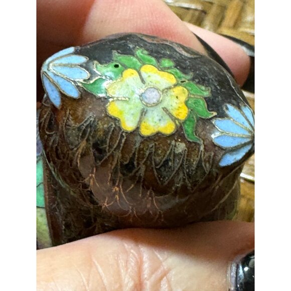 Vintage Cloisonné Enamel Owl Figurine Handcrafted Decorative Collectible - Picture 7 of 9